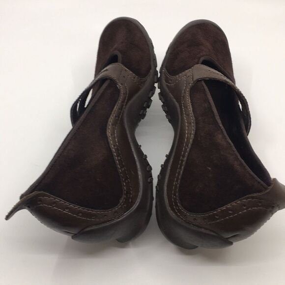 Merrell Plaza Bandeau suede Mary Jane Slip On Wedge Chocolate  Womens Size 7 - Picture 11 of 17